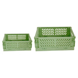 Maxbell 2x Folding Storage Basket Storage Crate with Handle for Bedroom Desk Green