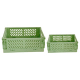 Maxbell 2x Folding Storage Basket Storage Crate with Handle for Bedroom Desk Green