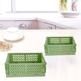 Maxbell 2x Folding Storage Basket Storage Crate with Handle for Bedroom Desk Green