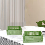 Maxbell 2x Folding Storage Basket Storage Crate with Handle for Bedroom Desk Green