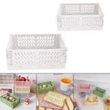 Maxbell 2x Folding Storage Basket Storage Crate with Handle for Bedroom Desk White