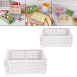 Maxbell 2x Folding Storage Basket Storage Crate with Handle for Bedroom Desk White