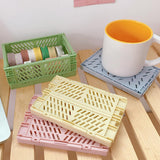 Maxbell 2x Folding Storage Basket Storage Crate with Handle for Bedroom Desk White