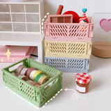 Maxbell 2x Folding Storage Basket Storage Crate with Handle for Bedroom Desk White