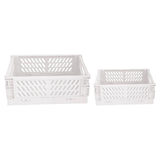 Maxbell 2x Folding Storage Basket Storage Crate with Handle for Bedroom Desk White