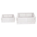 Maxbell 2x Folding Storage Basket Storage Crate with Handle for Bedroom Desk White