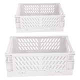 Maxbell 2x Folding Storage Basket Storage Crate with Handle for Bedroom Desk White