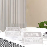 Maxbell 2x Folding Storage Basket Storage Crate with Handle for Bedroom Desk White