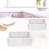 Maxbell 2x Folding Storage Basket Storage Crate with Handle for Bedroom Desk White