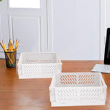 Maxbell 2x Folding Storage Basket Storage Crate with Handle for Bedroom Desk White
