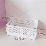 Maxbell 2x Folding Storage Basket Storage Crate with Handle for Bedroom Desk White