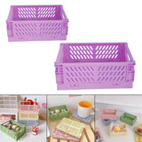 Maxbell 2x Folding Storage Basket Storage Crate with Handle for Bedroom Desk Purple