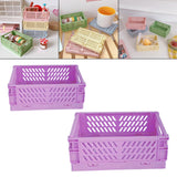 Maxbell 2x Folding Storage Basket Storage Crate with Handle for Bedroom Desk Purple