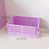 Maxbell 2x Folding Storage Basket Storage Crate with Handle for Bedroom Desk Purple