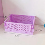 Maxbell 2x Folding Storage Basket Storage Crate with Handle for Bedroom Desk Purple