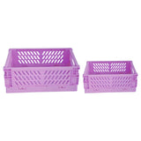 Maxbell 2x Folding Storage Basket Storage Crate with Handle for Bedroom Desk Purple