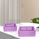 Maxbell 2x Folding Storage Basket Storage Crate with Handle for Bedroom Desk Purple