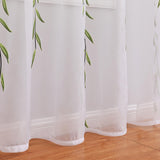 Maxbell Modern Sheer Curtain Green Window Draperies Washable for Living Room Bedroom 250cm