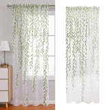 Maxbell Modern Sheer Curtain Green Window Draperies Washable for Living Room Bedroom 250cm