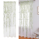 Maxbell Modern Sheer Curtain Green Window Draperies Washable for Living Room Bedroom 250cm