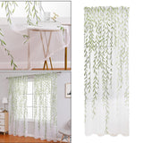 Maxbell Modern Sheer Curtain Green Window Draperies Washable for Living Room Bedroom 250cm