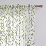 Maxbell Modern Sheer Curtain Green Window Draperies Washable for Living Room Bedroom 270cm