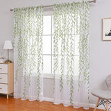 Maxbell Modern Sheer Curtain Green Window Draperies Washable for Living Room Bedroom 260cm