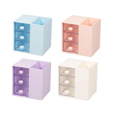 Maxbell Vanity Organizer Pencil Storage Box with 3 Transparent Drawers ,13x10.5x13cm Pink