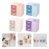 Maxbell Vanity Organizer Pencil Storage Box with 3 Transparent Drawers ,13x10.5x13cm Pink