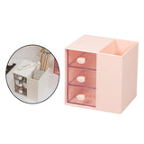 Maxbell Vanity Organizer Pencil Storage Box with 3 Transparent Drawers ,13x10.5x13cm Pink