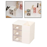 Maxbell Vanity Organizer Pencil Storage Box with 3 Transparent Drawers ,13x10.5x13cm White