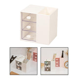Maxbell Vanity Organizer Pencil Storage Box with 3 Transparent Drawers ,13x10.5x13cm White