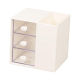 Maxbell Vanity Organizer Pencil Storage Box with 3 Transparent Drawers ,13x10.5x13cm White