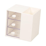 Maxbell Vanity Organizer Pencil Storage Box with 3 Transparent Drawers ,13x10.5x13cm White