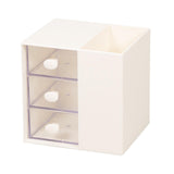 Maxbell Vanity Organizer Pencil Storage Box with 3 Transparent Drawers ,13x10.5x13cm White