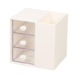 Maxbell Vanity Organizer Pencil Storage Box with 3 Transparent Drawers ,13x10.5x13cm White