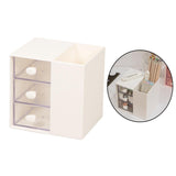 Maxbell Vanity Organizer Pencil Storage Box with 3 Transparent Drawers ,13x10.5x13cm White