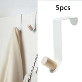 Maxbell 5 Pieces Cabinet Door Hooks Without Drilling Towel Holder for Hats White