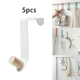 Maxbell 5 Pieces Cabinet Door Hooks Without Drilling Towel Holder for Hats White