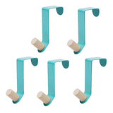 Maxbell 5 Pieces Cabinet Door Hooks Without Drilling Towel Holder for Hats Blue