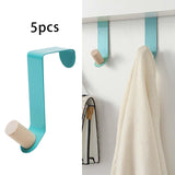 Maxbell 5 Pieces Cabinet Door Hooks Without Drilling Towel Holder for Hats Blue