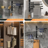Maxbell Towel Holder No Punch Organizer Storage Towel Bar for Cabinet Hotel Office 2 Rods White