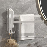 Maxbell Towel Holder No Punch Organizer Storage Towel Bar for Cabinet Hotel Office 2 Rods White