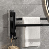 Maxbell Towel Holder No Punch Organizer Storage Towel Bar for Cabinet Hotel Office 2 Rods Black
