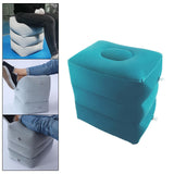 Maxbell Inflatable Foot Rest 3 Layers Foot Stool Foot Rest Pillow for Travelling Light Blue