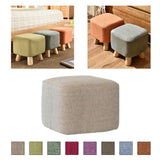 Maxbell Linen Cotton Footrest Foot Stool Cover for Living Room Accessory Durable Beige