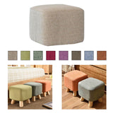 Maxbell Linen Cotton Footrest Foot Stool Cover for Living Room Accessory Durable Beige