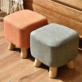 Maxbell Linen Cotton Footrest Foot Stool Cover for Living Room Accessory Durable Dark Brown