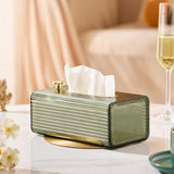 Maxbell Tissue Box Holder with Cover Self Adhesive Modern for Desktop Home Office Green and Golden