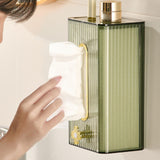 Maxbell Tissue Box Holder with Cover Self Adhesive Modern for Desktop Home Office Green and Golden